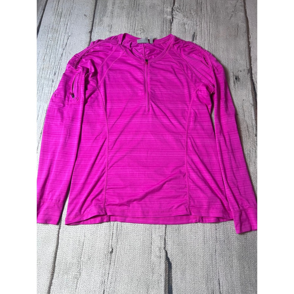 Athleta Quarter Zip Long Sleeve Women XL Pink‎ Space Dye Athletic Pullover